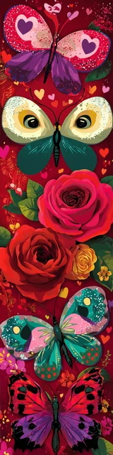 Free butterfly bookmarks of a butterfly with red floral